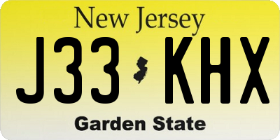 NJ license plate J33KHX