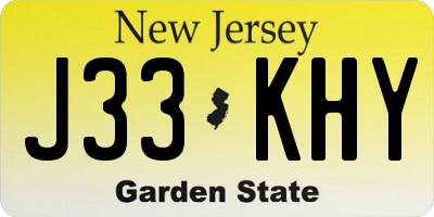 NJ license plate J33KHY