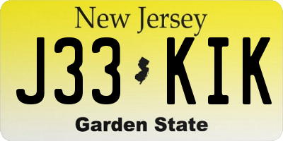 NJ license plate J33KIK