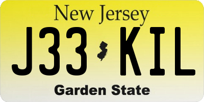 NJ license plate J33KIL
