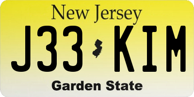 NJ license plate J33KIM