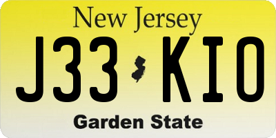NJ license plate J33KIO