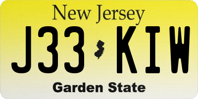 NJ license plate J33KIW
