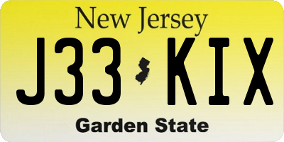 NJ license plate J33KIX