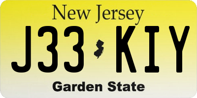 NJ license plate J33KIY