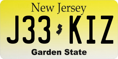 NJ license plate J33KIZ