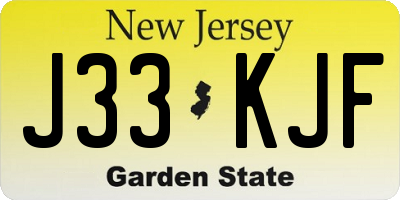NJ license plate J33KJF