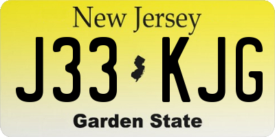 NJ license plate J33KJG