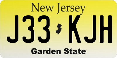 NJ license plate J33KJH