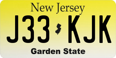 NJ license plate J33KJK