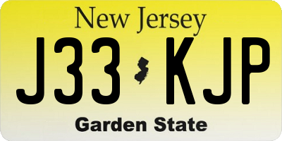 NJ license plate J33KJP