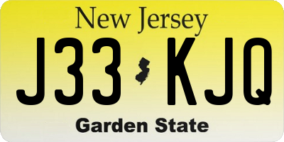 NJ license plate J33KJQ