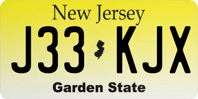 NJ license plate J33KJX