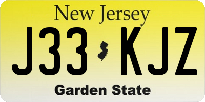 NJ license plate J33KJZ