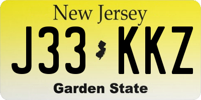 NJ license plate J33KKZ