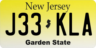 NJ license plate J33KLA