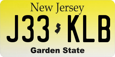 NJ license plate J33KLB