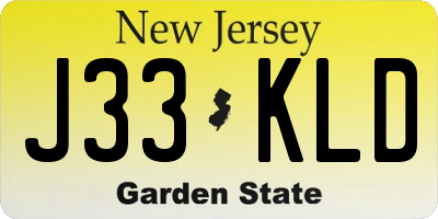 NJ license plate J33KLD