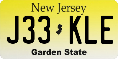 NJ license plate J33KLE