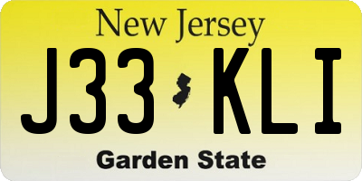 NJ license plate J33KLI