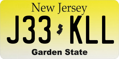 NJ license plate J33KLL