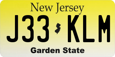 NJ license plate J33KLM