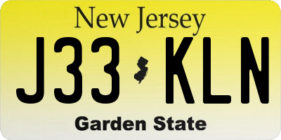 NJ license plate J33KLN
