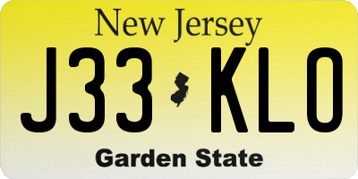 NJ license plate J33KLO