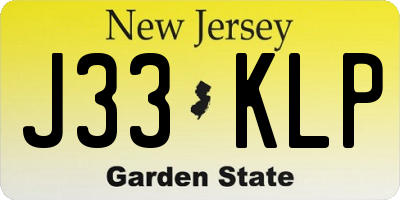 NJ license plate J33KLP