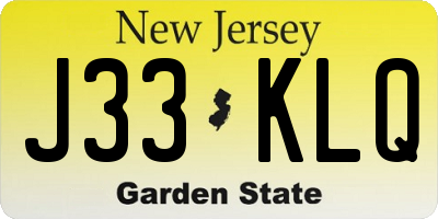 NJ license plate J33KLQ