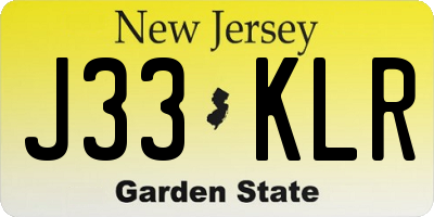 NJ license plate J33KLR