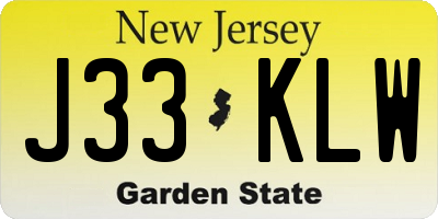 NJ license plate J33KLW
