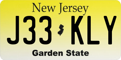 NJ license plate J33KLY