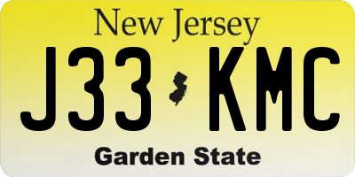 NJ license plate J33KMC