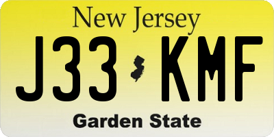 NJ license plate J33KMF