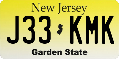 NJ license plate J33KMK