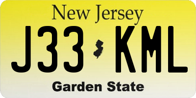 NJ license plate J33KML