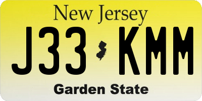 NJ license plate J33KMM
