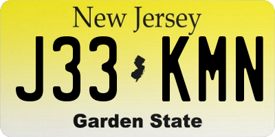 NJ license plate J33KMN