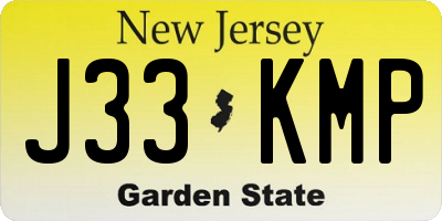 NJ license plate J33KMP