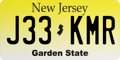 NJ license plate J33KMR