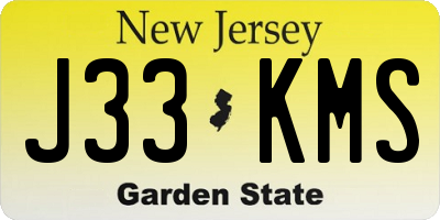 NJ license plate J33KMS