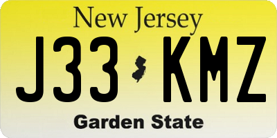 NJ license plate J33KMZ