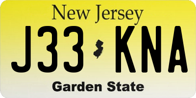 NJ license plate J33KNA
