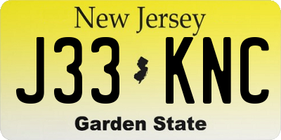 NJ license plate J33KNC