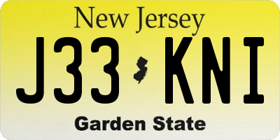 NJ license plate J33KNI