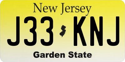 NJ license plate J33KNJ