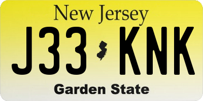 NJ license plate J33KNK