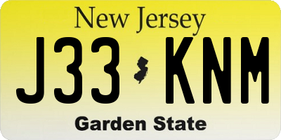 NJ license plate J33KNM