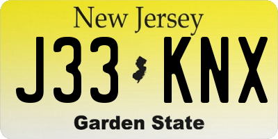 NJ license plate J33KNX